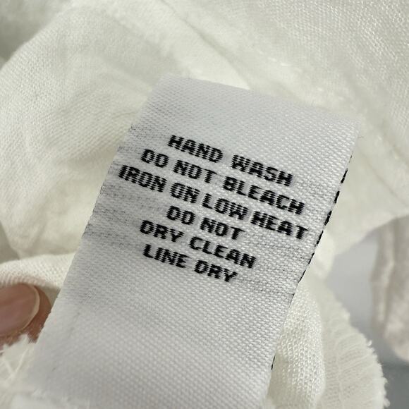 Habitat Clothes Button Tunic Top small White Crinkle Knit Artsy Boxy Lagenlook - Picture 7 of 10